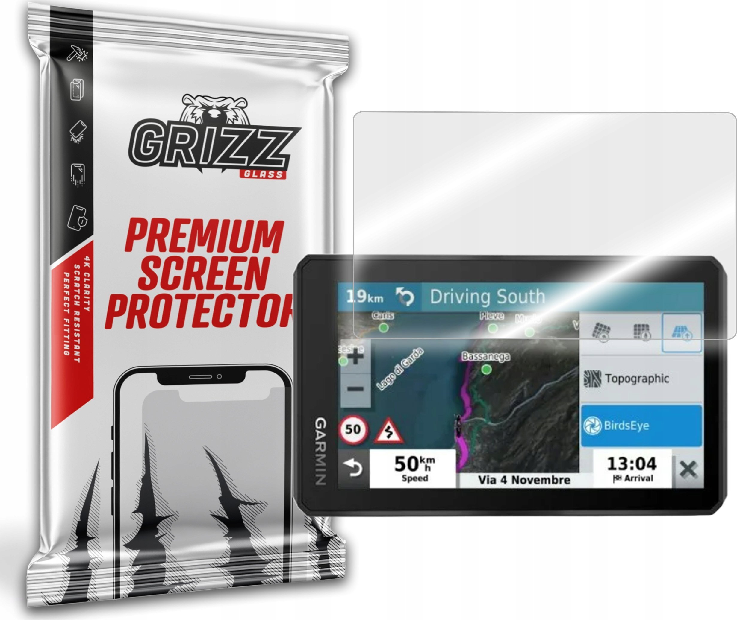 Xham mbrojtës GrizzGlass HybridGlass për Garmin zumo XT, hibrid, transparent