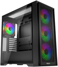 Куќиште за компјутер EVOLVEO Rhino BK 4, eATX ATX, 4x вентилатор ARGB 120mm, калено стакло, црн mesh панел