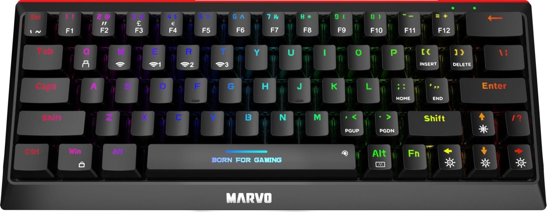Tastierë gaming Marvo HECATE 61WR, tri-mode, mekanike me ndriçim rainbow, e zezë