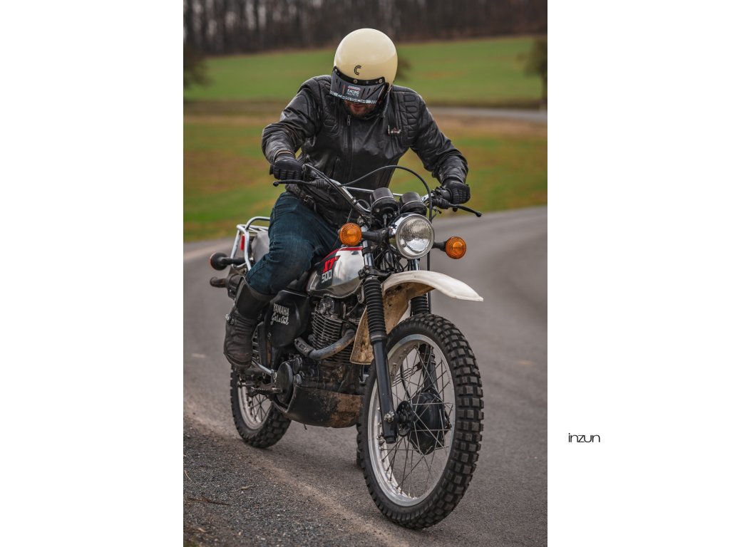 Helmë moto CASSIDA ESO Forty Nine 2026, fiberglass, retro, krem e zezë