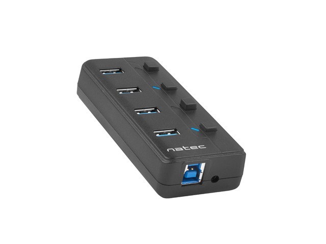 USB Hub Natec Mantis 2, 4 porte USB 3.0, e zezë