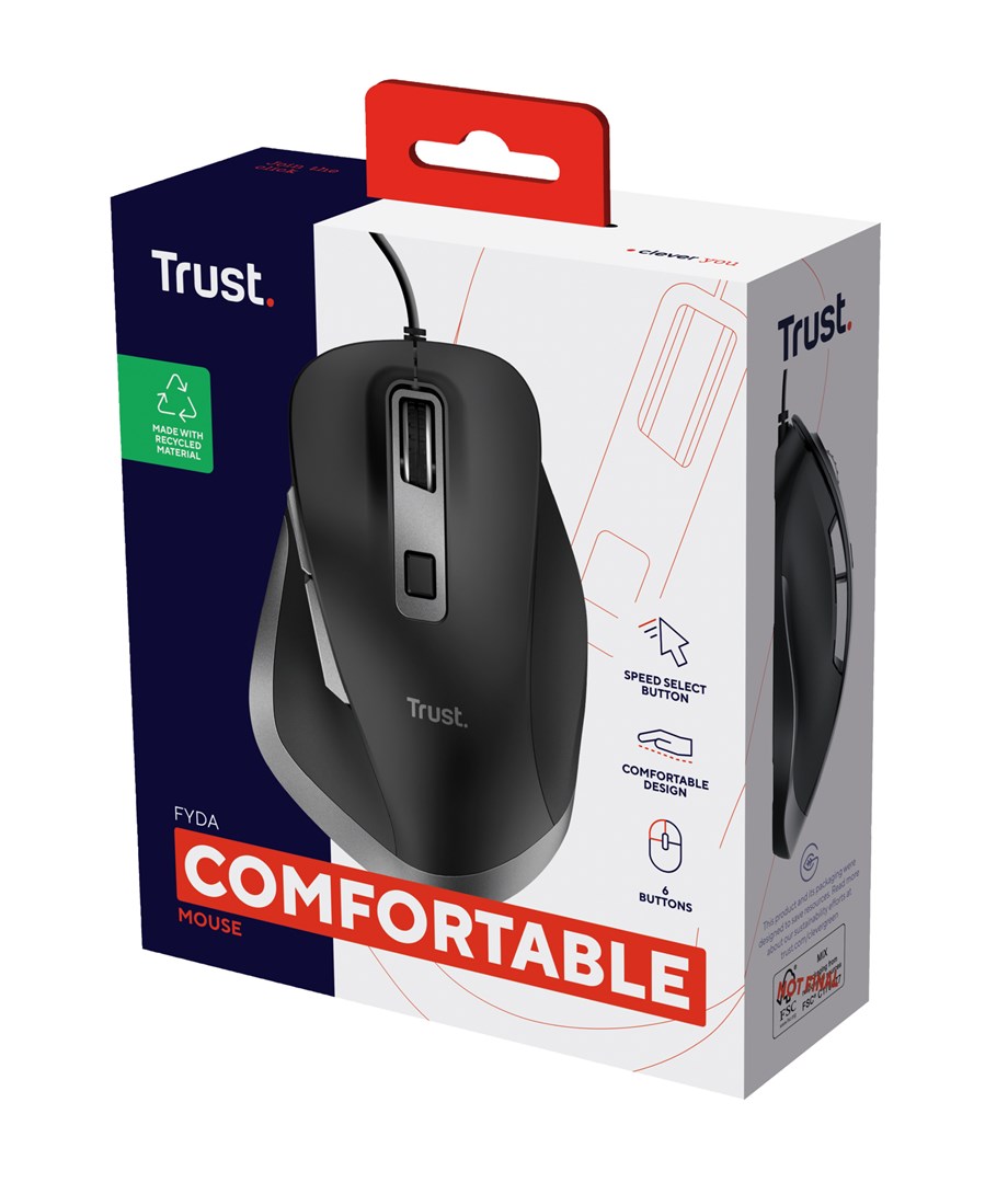 Maus Trust Fyda Wired, USB Type-A, i zi