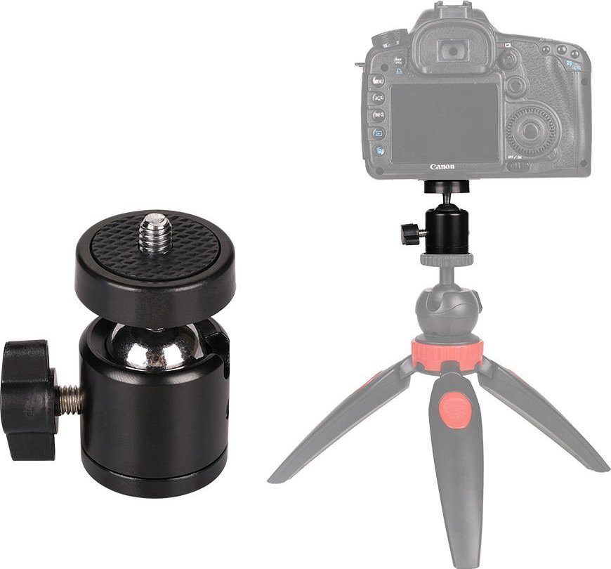 Set adapterësh foto video Mozos AMC, kokë me kugël 360°, vida 1/4" dhe 3/8", i zi