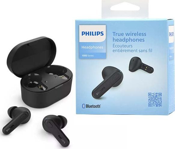 Kufje pa tela Philips TAT1108, Bluetooth TWS, IPX4, 15 orë bateri, të zeza