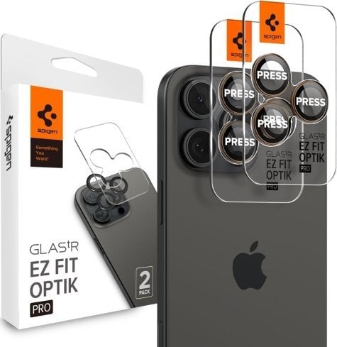 Заштита за камера Spigen Optik Pro Glastr EZ Fit, за iPhone 16 Pro и Pro Max, 2 парчиња, Desert Titanium