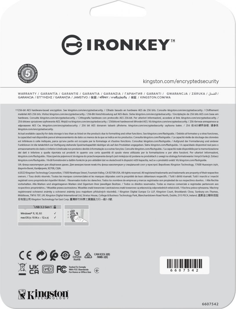 USB Kingston IronKey Privacy 50, 64 GB, i kaltër