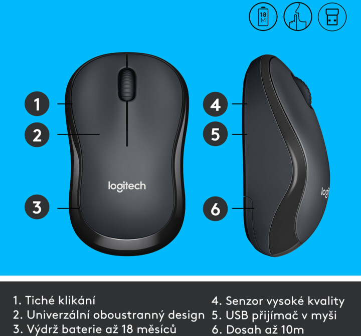 Maus pa kabllo Logitech M220, i zi