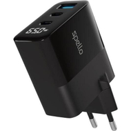 Karikues muri Spello ForceBoost SA65 GaN, 65W, 2x USB C 1x USB A, me ekran, i zi