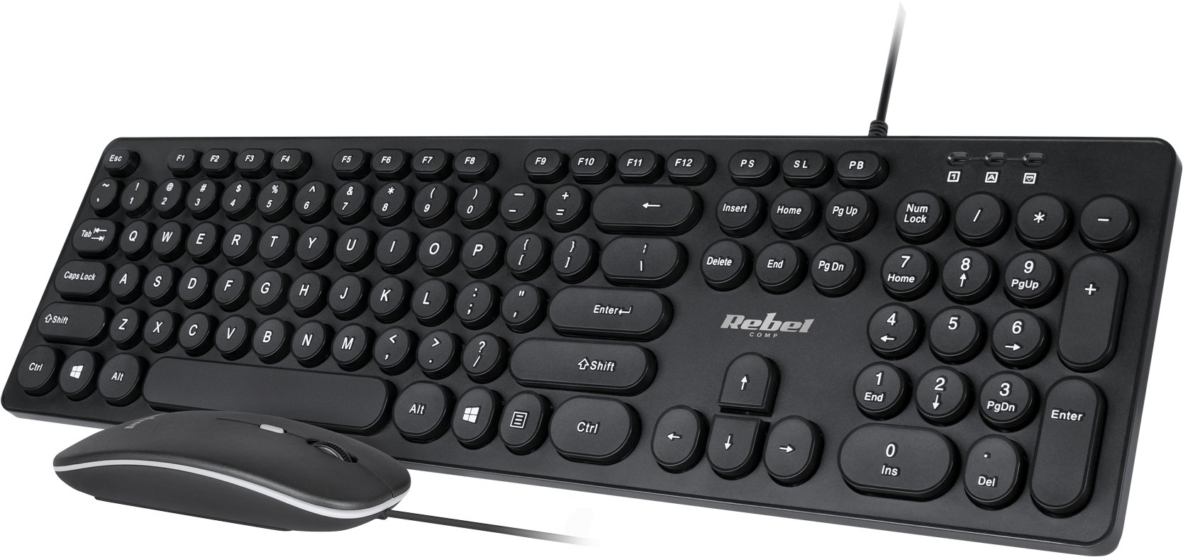 Сет тастатура и глушец Rebel Electro WDS200, со кабел, USB, црн