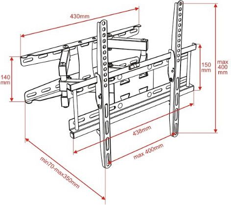 Mbajtëse muri për TV Opticum AX Mercury, 26" 56", deri 35kg, e zezë