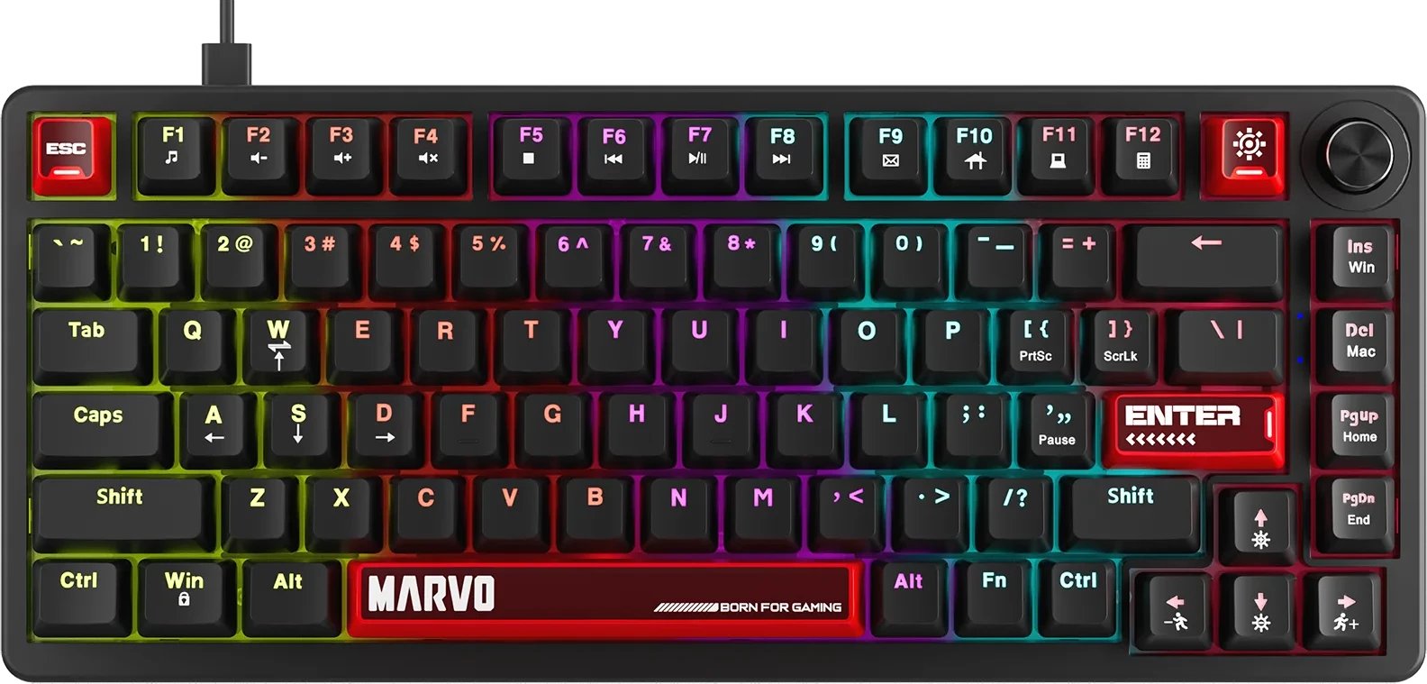 Механичка тастатура Marvo Arma 82 KG936, 75%, RGB, бела