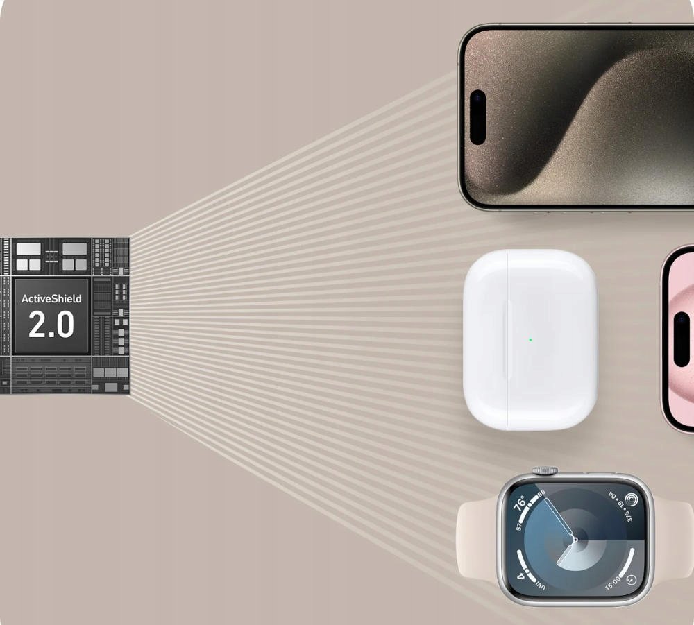 Karikues pa tel 3 në 1 Anker MagGo Universal, karikim i shpejtë, për iPhone dhe Apple Watch, i zi