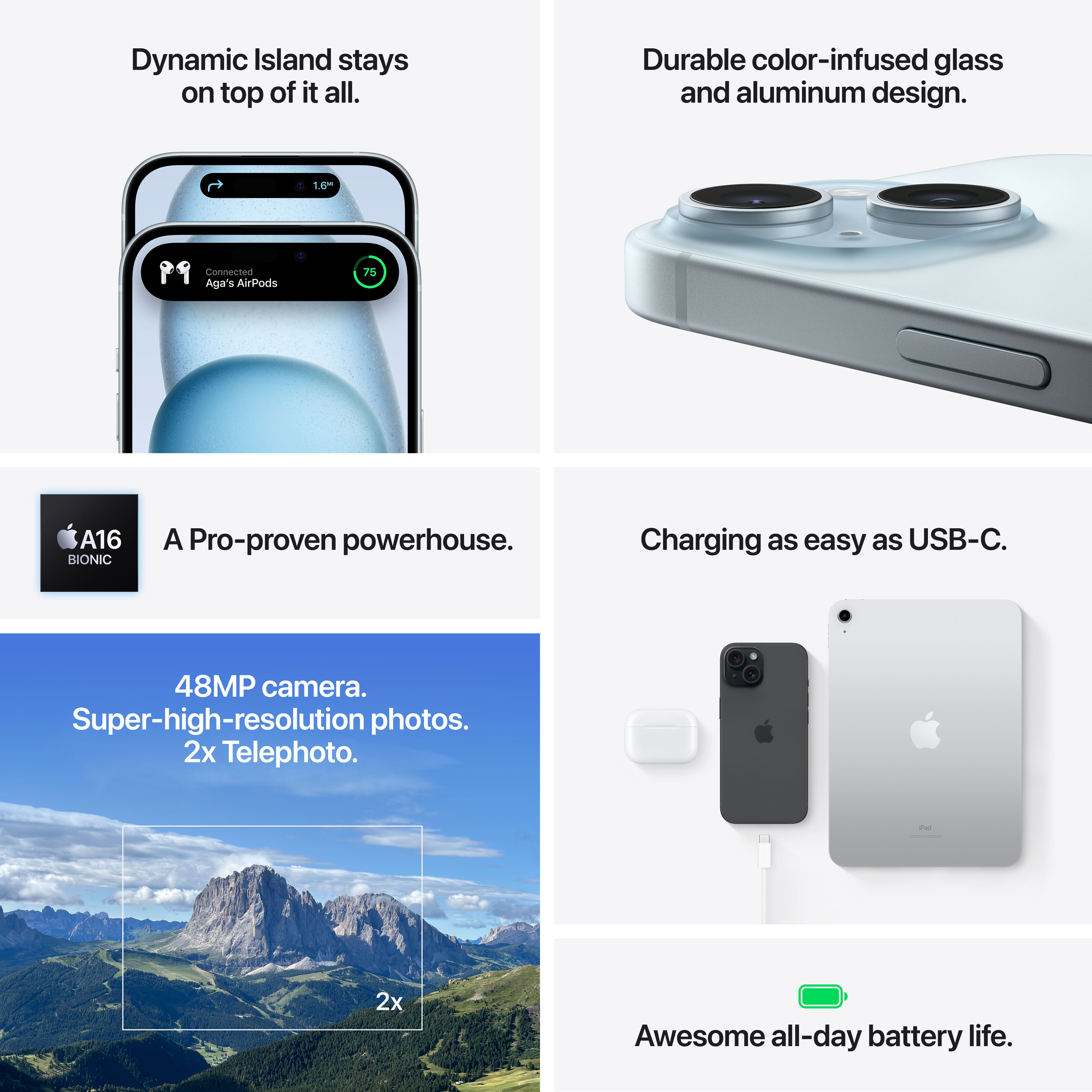 Apple iPhone 15 Plus, 128GB, Yellow