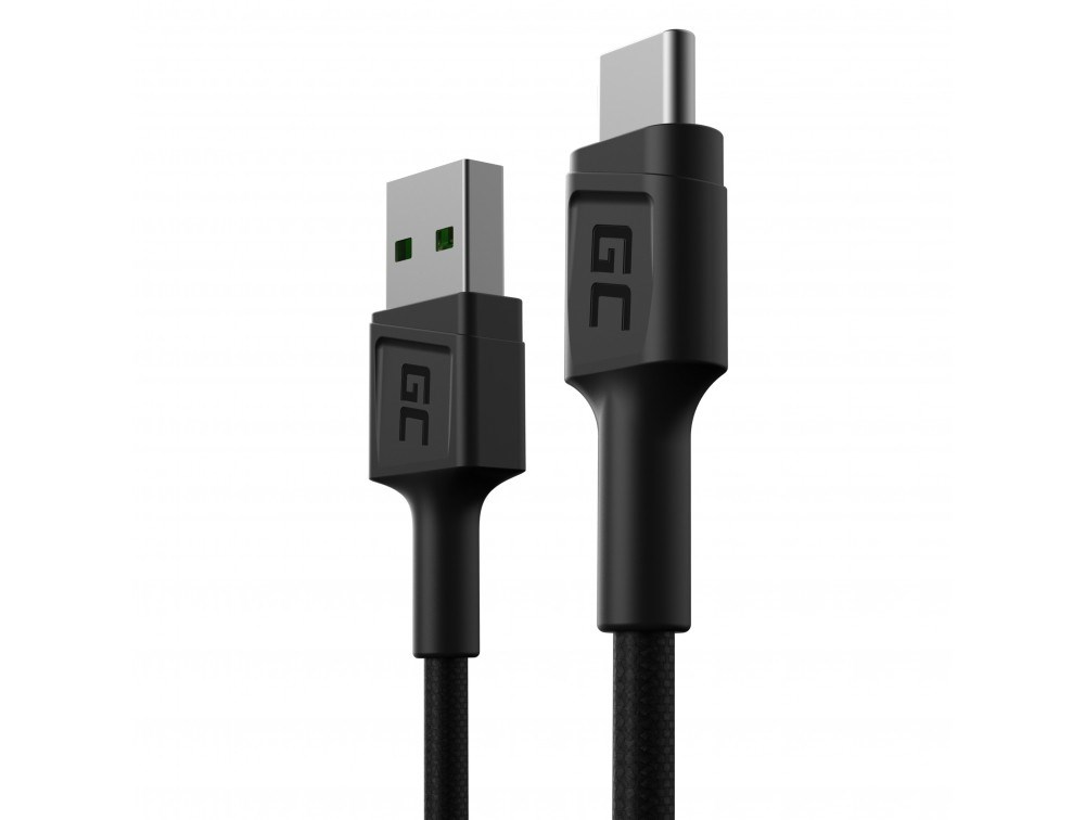 Kabllo Green Cell USB-A në USB-C, 0.3m, e zezë