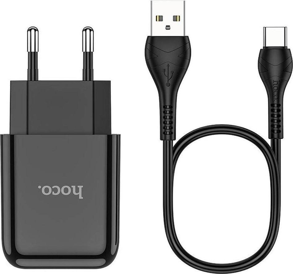 Karikues rrjeti Hoco N2, 1x USB-A 5V 2A, me kabllo USB-C 1m, i bardhë