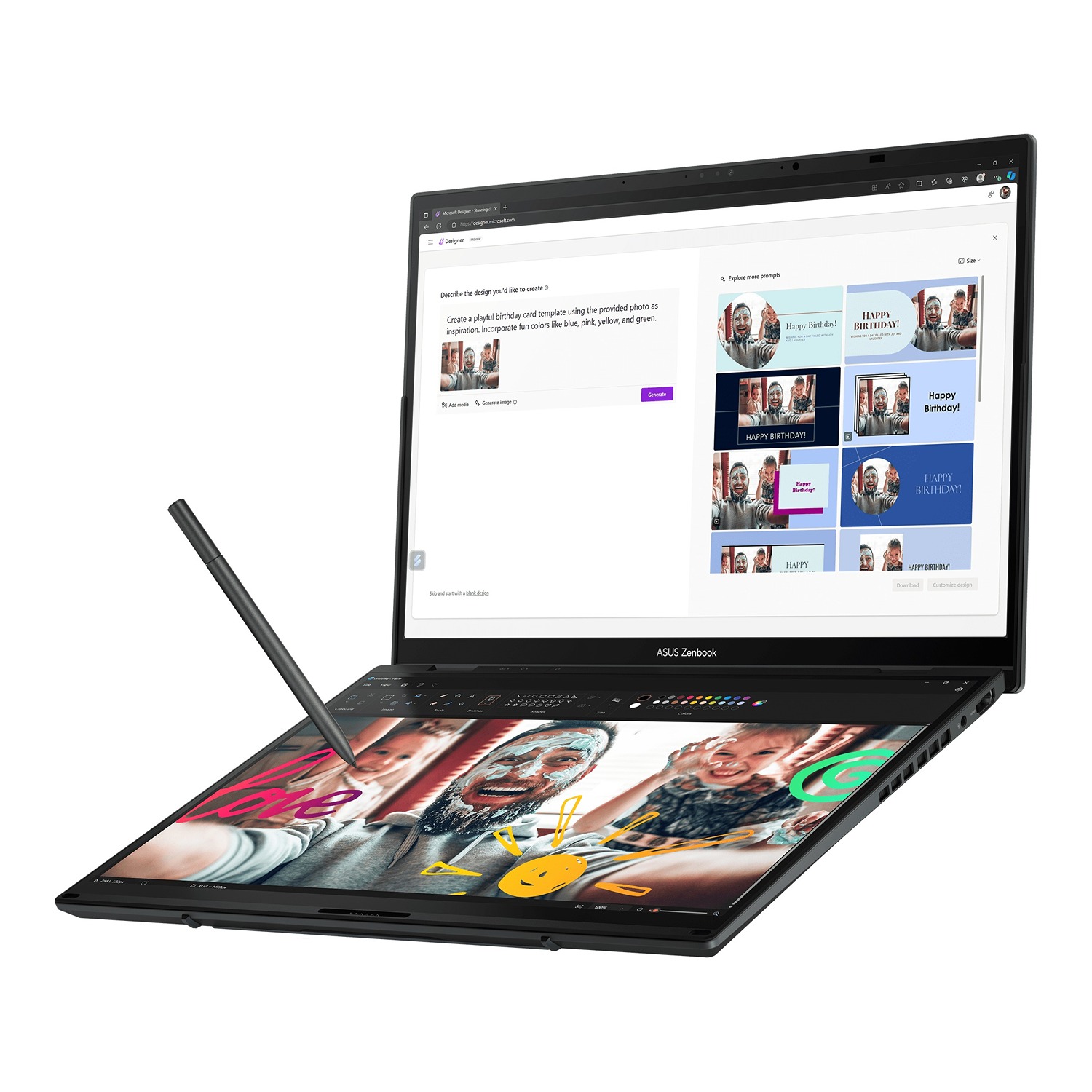 Laptop ASUS Zenbook Duo 14″ OLED (UX8406CA), Intel Core Ultra 7 255H, 32 GB RAM, 1 TB SSD, i hirtë