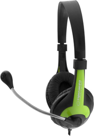 Kufje Esperanza Rooster EH158G, 20Hz-20kHz, Mini Jack 2 x 3.5mm, të zeza/gjelbra