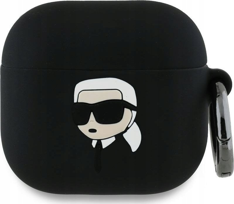 Kapak silikon për kufje Karl Lagerfeld 3D Karl Head për AirPods 4, i zi