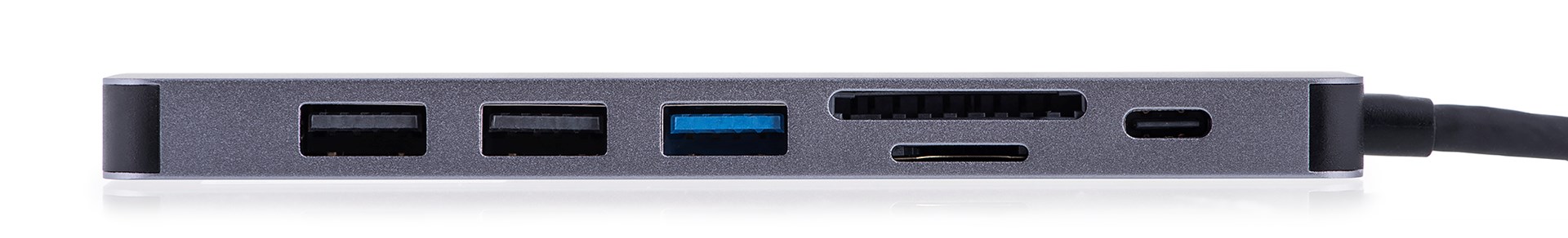 Qendër USB-C Unitek H1118A, USB-A x3, USB-C, HDMI, SD, microSD, e hirtë