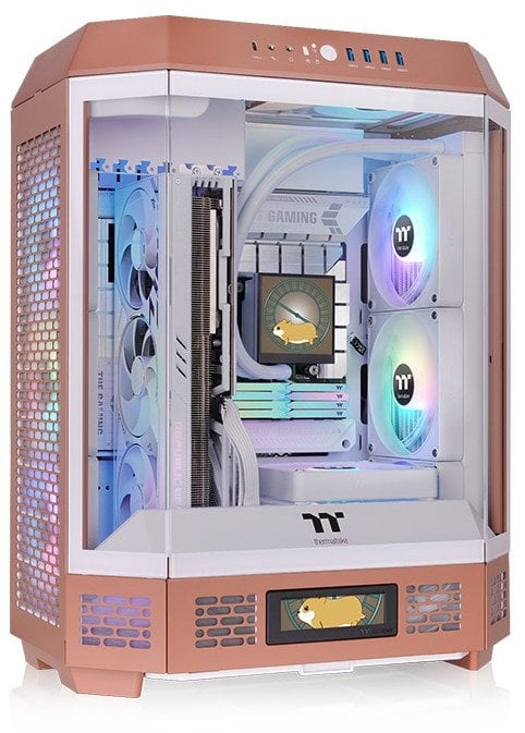 Kuti PC Thermaltake The Tower 600 Mocha Mousse, ATX MATX Mini ITX, xham i temperuar, kafe
