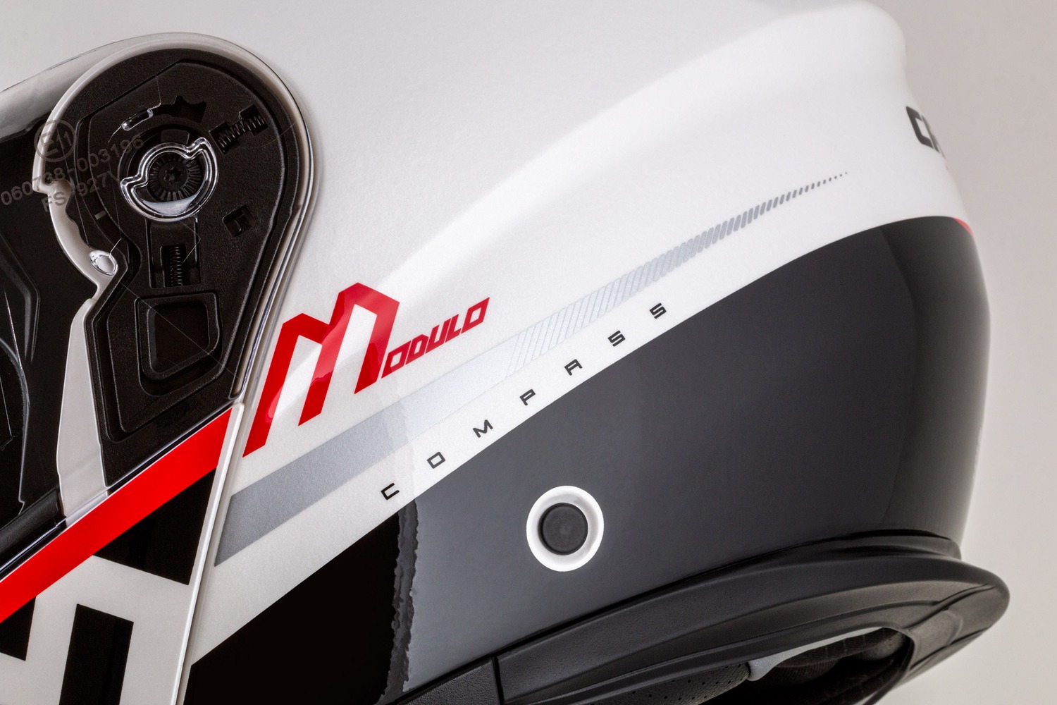 Kaskë moto CASSIDA Modulo 2.1 Compass, touring, Pinlock ready, e bardhë perlë e zezë e kuqe argjend