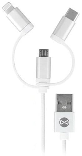 Kabllo e të dhënave Forever USB 3në1 për Apple iPhone 5, Micro USB, C-TYPE, e bardhë