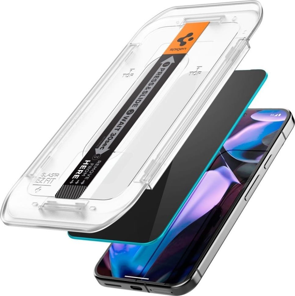 Заштитно стакло Spigen Glas TR EZ Fit Privacy, 2 парчиња, за Google Pixel 9 Pro и 9, проѕирно