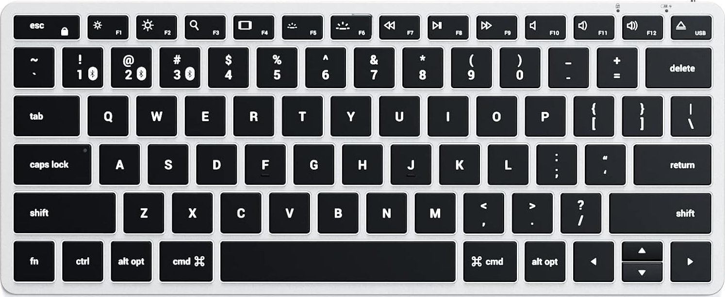 Bluetooth тастатура Satechi Slim X1, компактна, со осветлување, сребрена