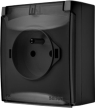 Prizë sipërfaqësore Kontakt-Simon Aquaclick ACGZ1C/49A, IP44, me tokëzim, e zezë