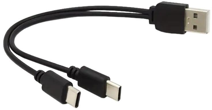 Kabllo USB PremiumCord USB A në 2x USB C, 0.15 m, e zezë
