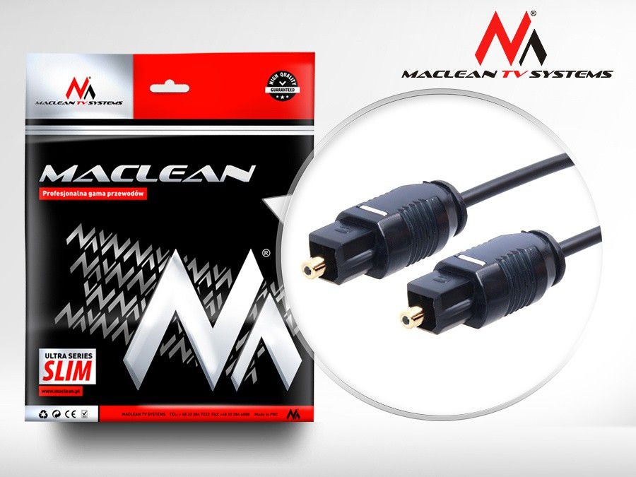 Kabllo Maclean, Toslink - Toslink, 0.5m, e zezë
