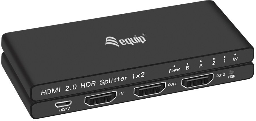 Ndarës video Equip 332716, HDMI 2x dalje, 4K, i zi