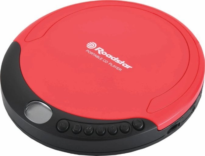 Discman portativ Roadstar PCD-435CD, për CD, me kufje, i kuq