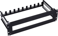 Енергетска лента ИнЛајн 19\" Circuit Breaker Strip 3U, топ-хет шина со прилагодлива длабочина, метална, црна