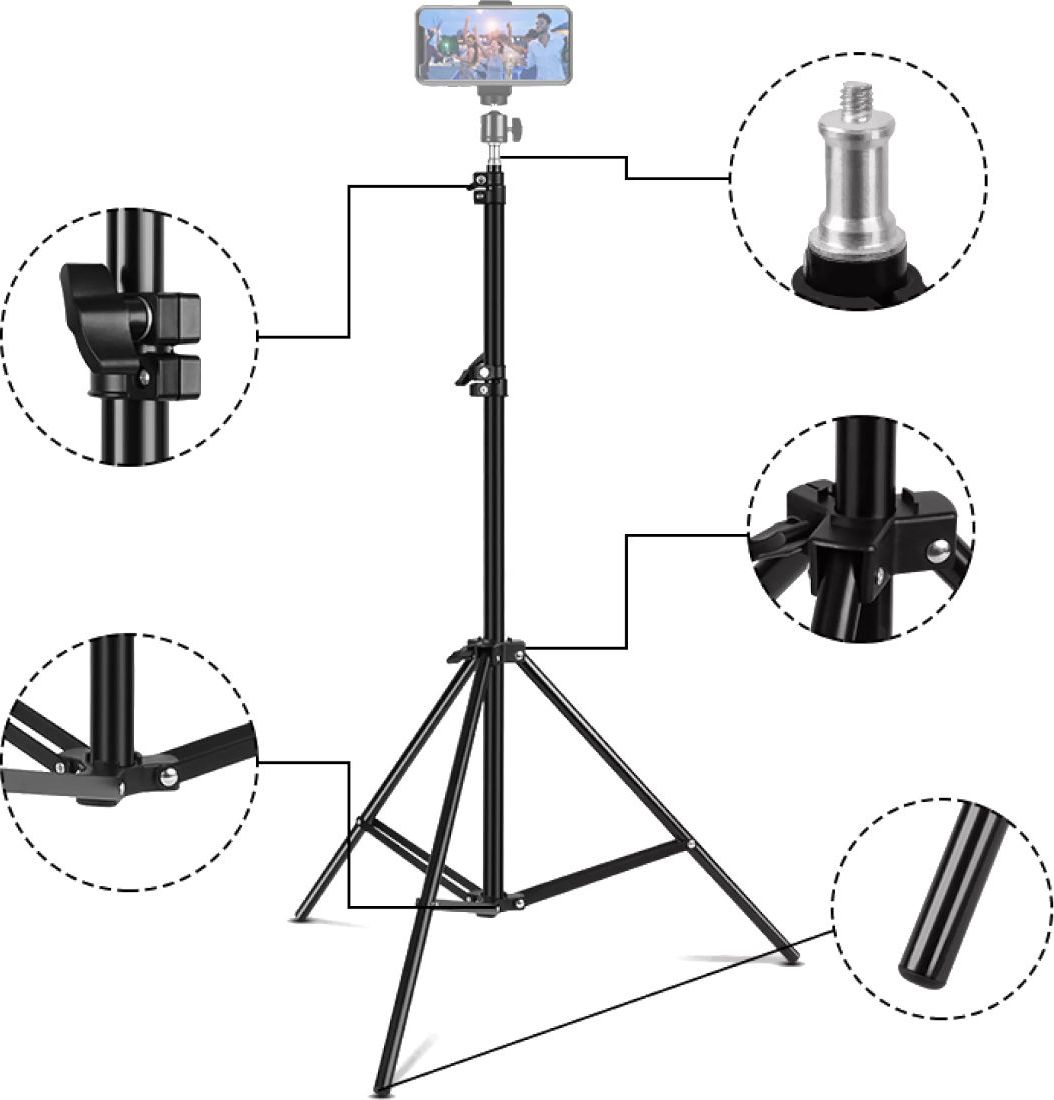 Tripod Mozos Stand Tripod, lartësi e rregullueshme, kapacitet 3 kg, i zi