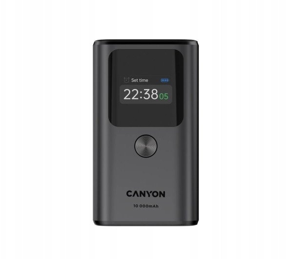 Powerbank Canyon OnPower 130 TFT, 10000mAh, 30W PD, gri e errët