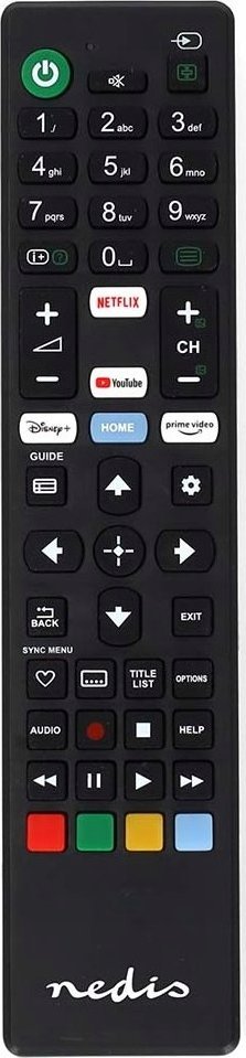 Telekomandë Nedis për TV Sony, infra të kuqe, butona Netflix Prime YouTube, e zezë