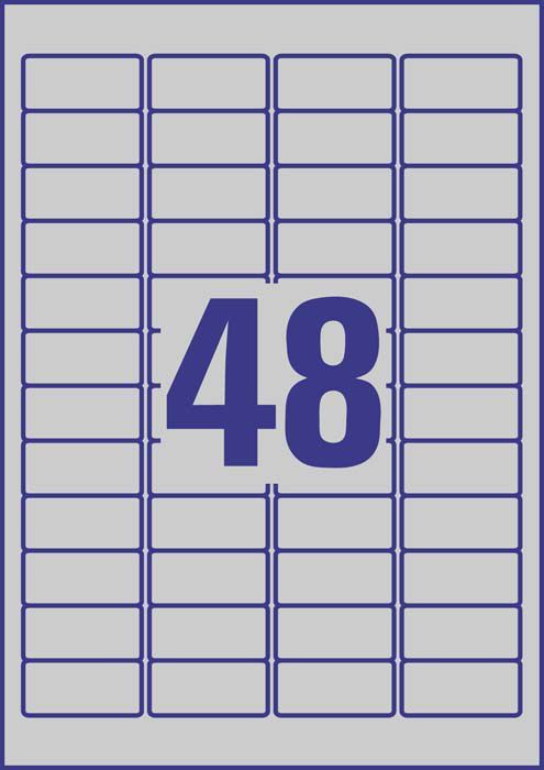 Avery L6009-100 Полиестерски Етикети, 45.7 x 21.2 mm, Сребрени