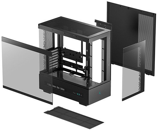 Kуќиште за компјутер DeepCool CH690 Digital, ATX куќиште, дигитален екран, црно