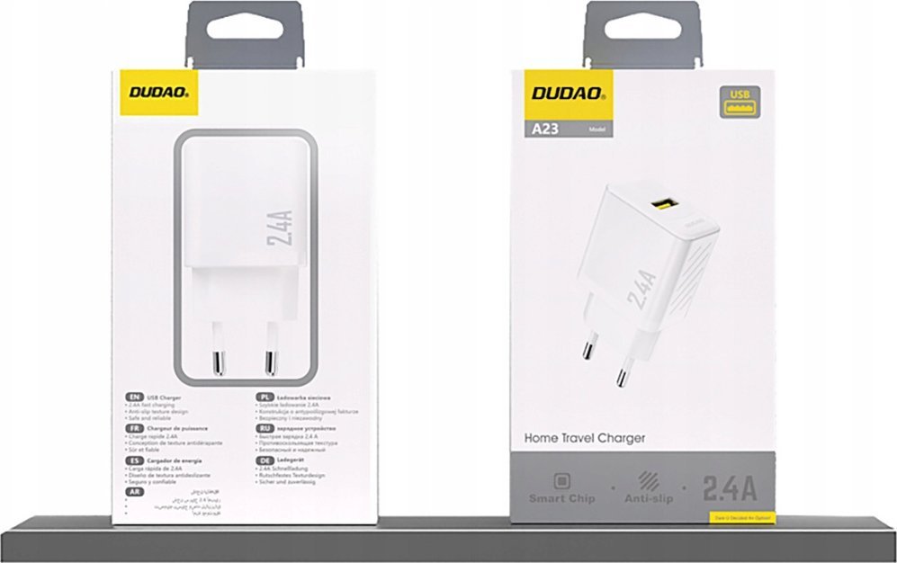 Полнач USB Dudao A23EU, 12W 2.4A GaN, 1 порт, бел