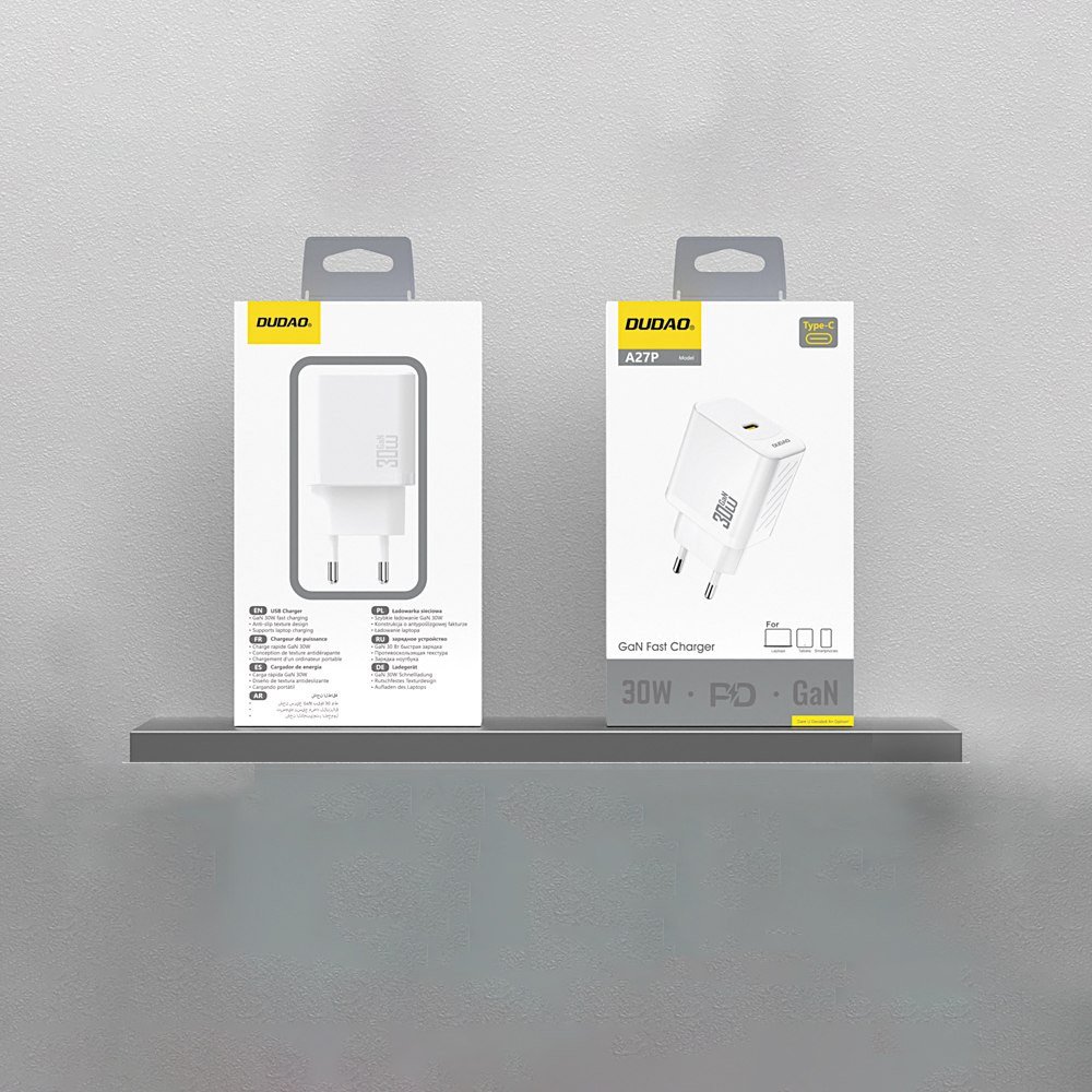 Karikues USB Dudao A27PEU, 30W GaN, Power Delivery, i bardhë