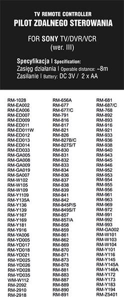 Pilot universal BLOW për Sony, për TV VCR DVR, i zi