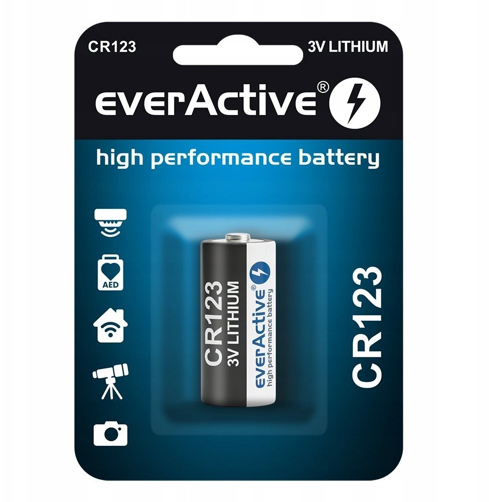 Bateri litium everActive CR123, 3V, 1500mAh