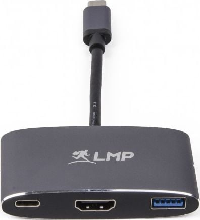 Adaptër LMP USB C to HDMI, 4K, USB 3.0, karikim USB C, gri