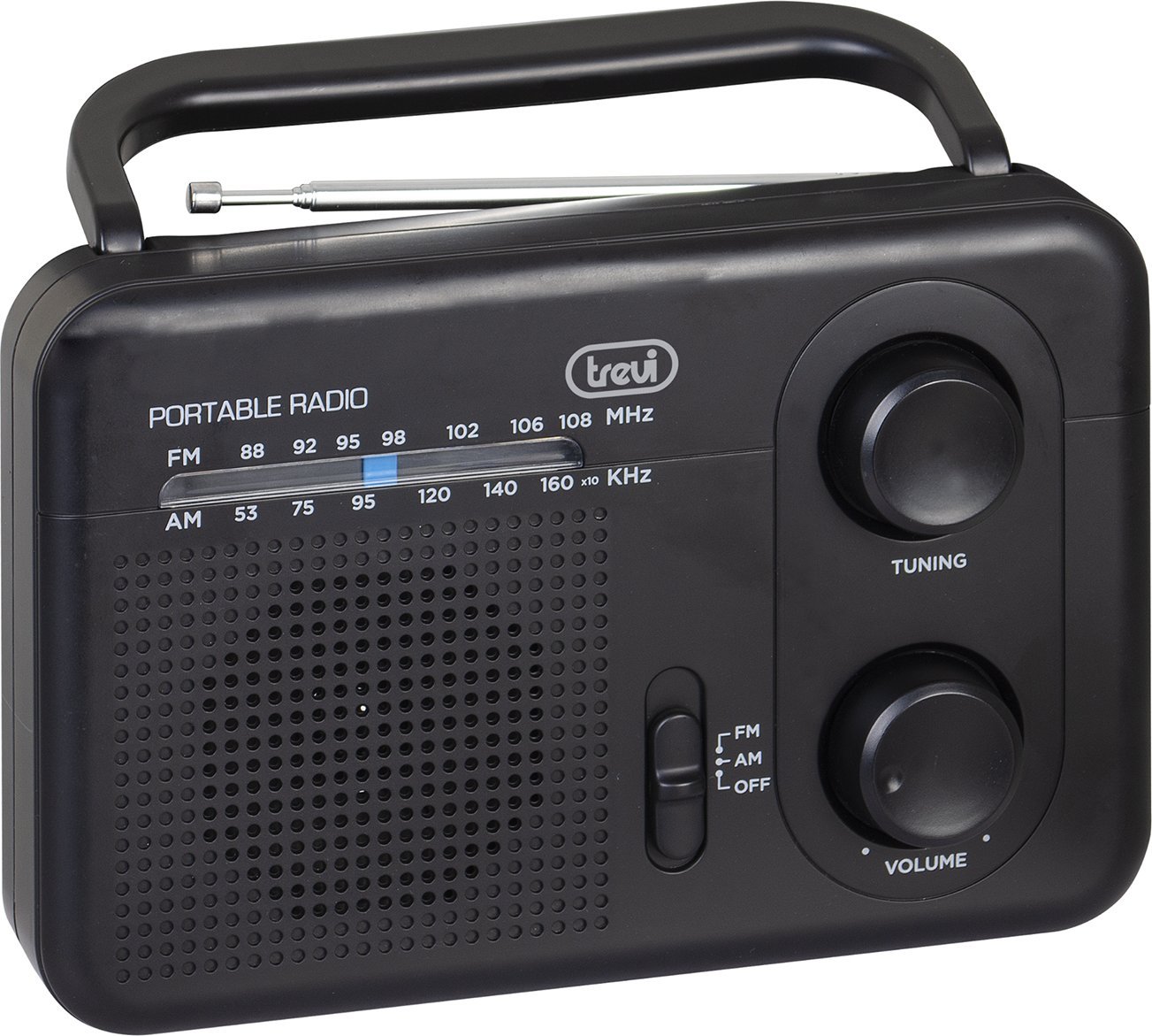 Radio portative Trevi RA7F6400, AM FM, e zezë