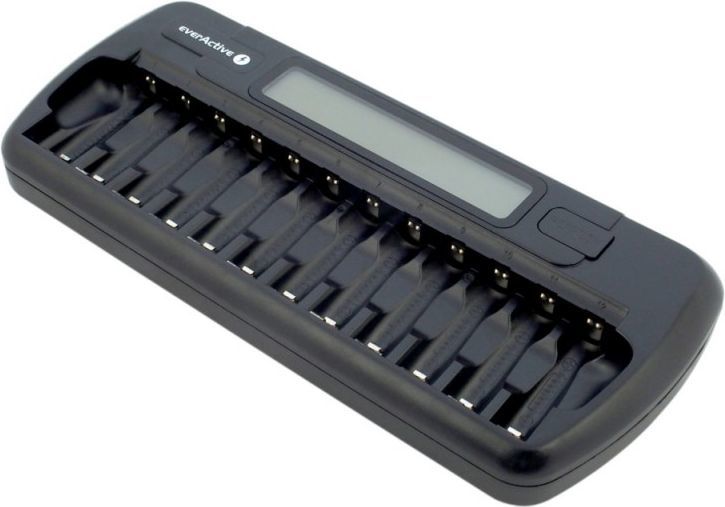 Karikues EverActive NC-1200 për 12x bateri AAA/AA, i zi