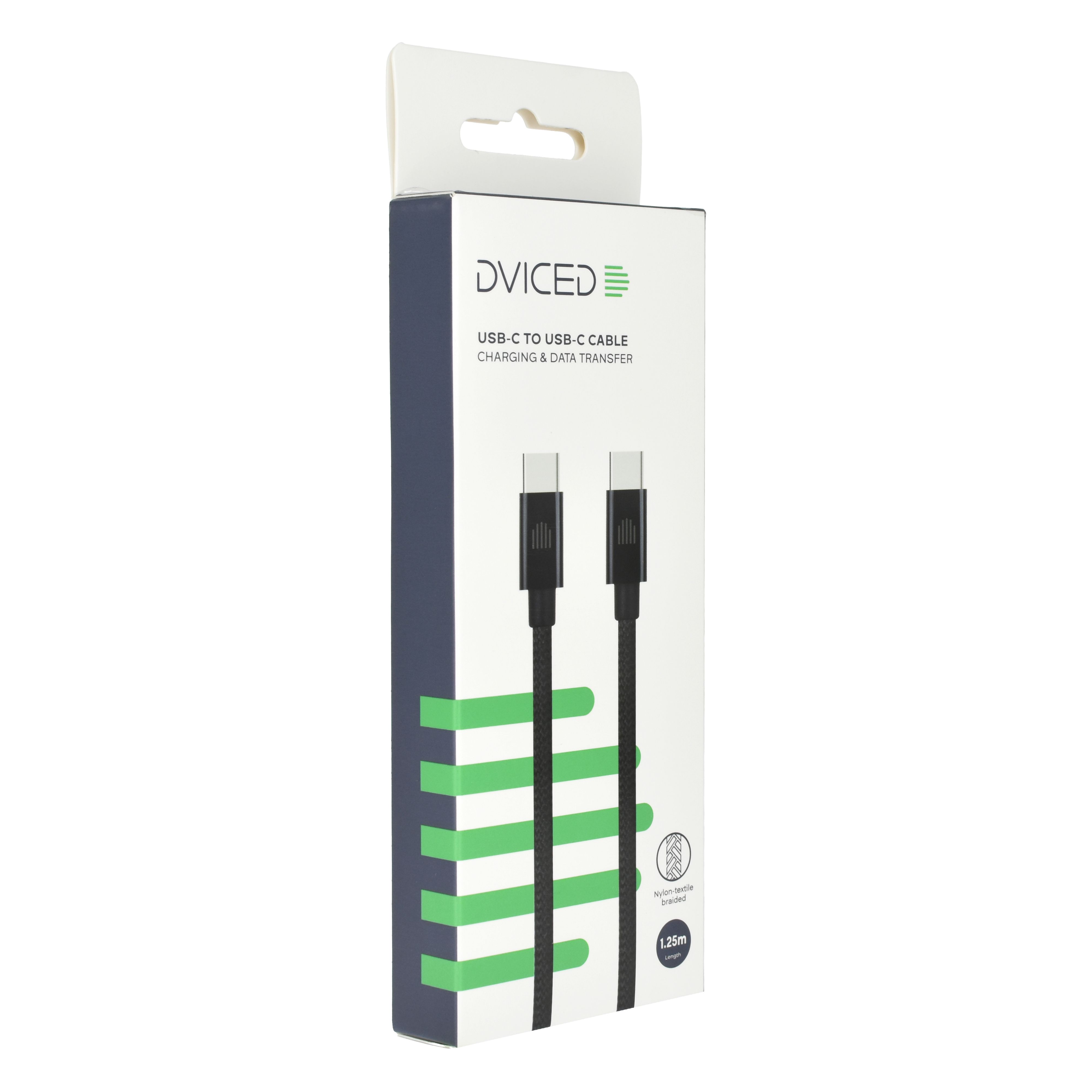 Dviced Cable USB-C To USB-C Nylon Textile 1,25M, Black