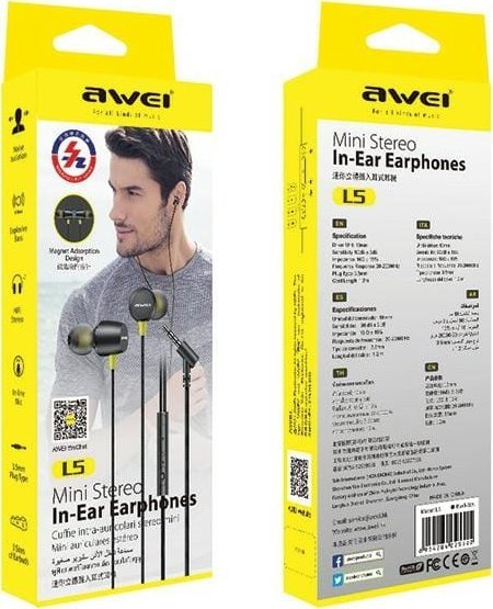 Kufje me kabllo Awei L5, 3.5mm, stereo, të zeza