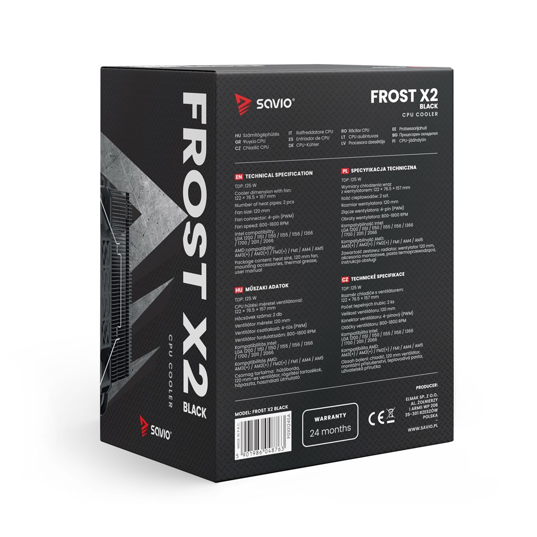 Ftohës CPU FROST X2, 125W TDP, i zi