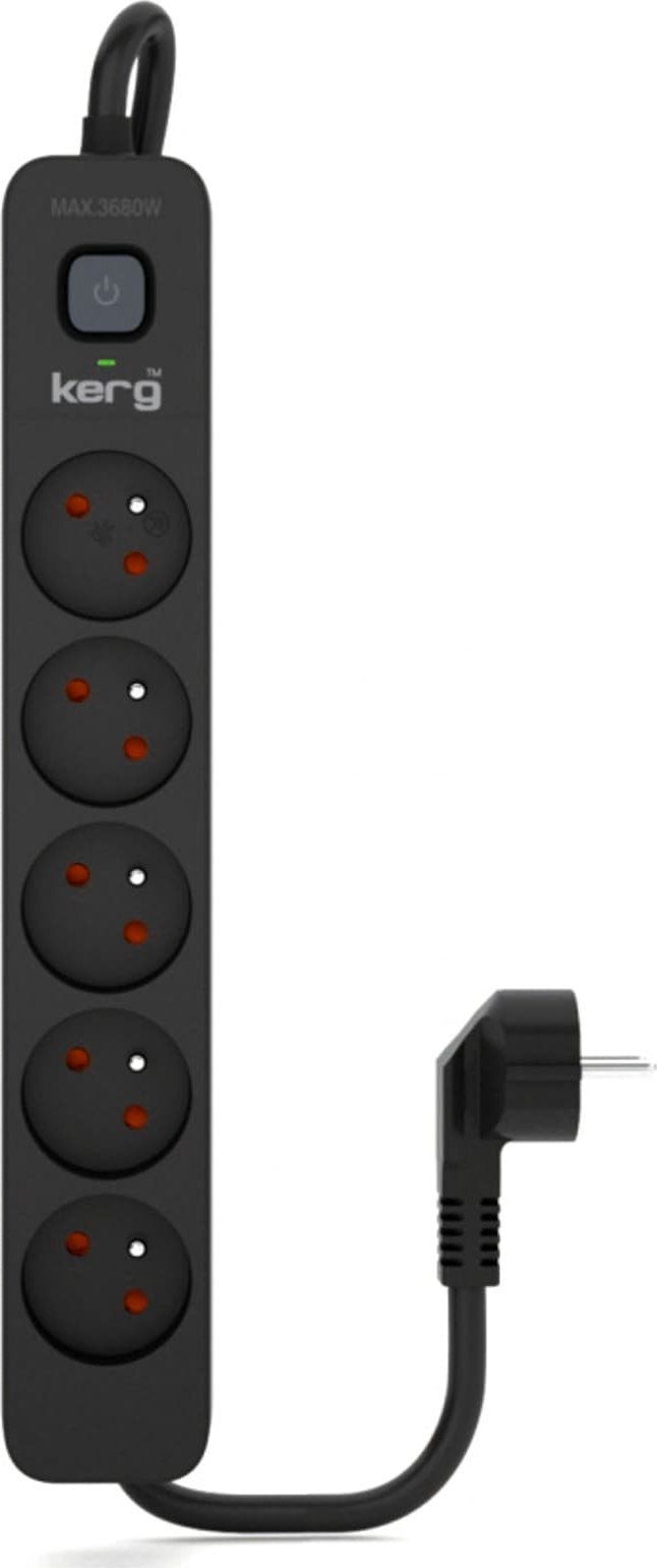 Shtepshkalist me mbrojtje nga mbingarkesa KERG, 5 dalje, kabllo 1.5m, i zi